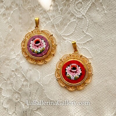 Florentine Micromosaic pendant round filigree