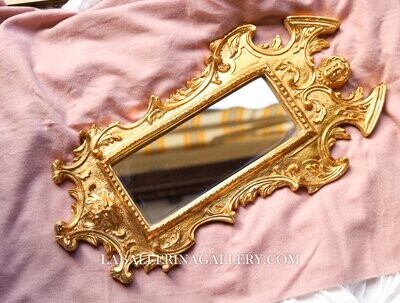 Made to order Florentine gold wood mirror frame baroque angel rectangle