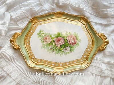 Made to order Florentine tray roses print vintage style