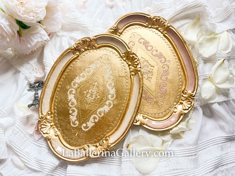 Made to order Florentine tray oval baroque rococo gold wood