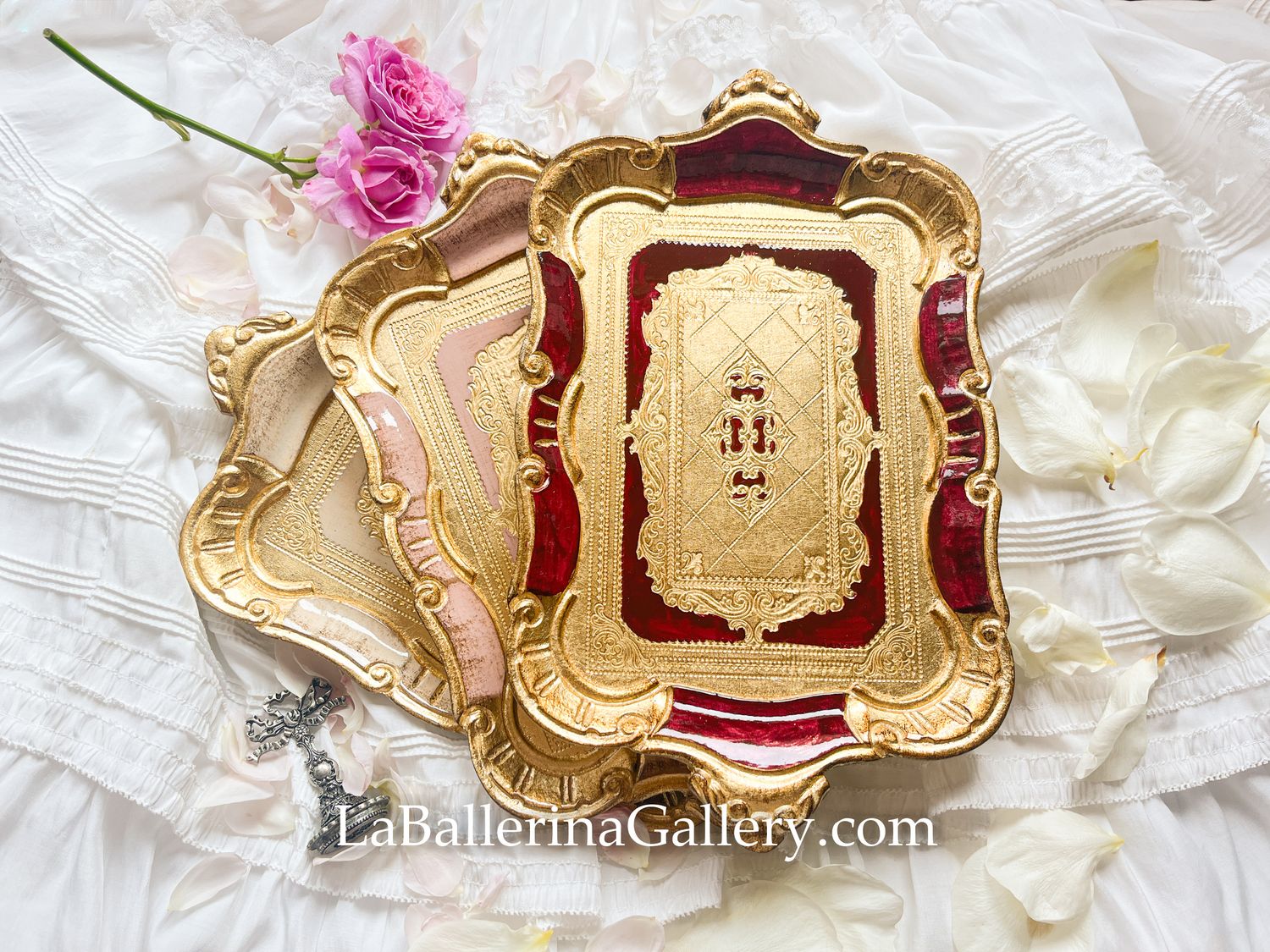 Florentine tray rectangle tea for one Made to order