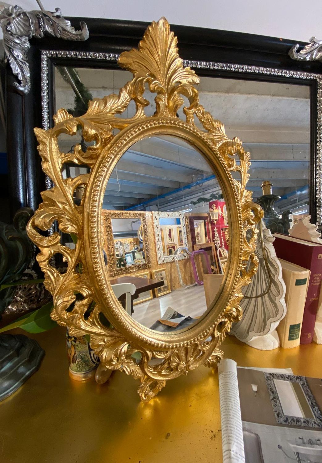 Made to order Florentine gold wood mirror baroque rococo