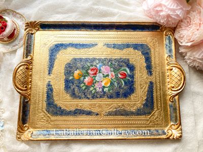 Made to order Florentine tray rectangle gold wood baroque rococo tea board large