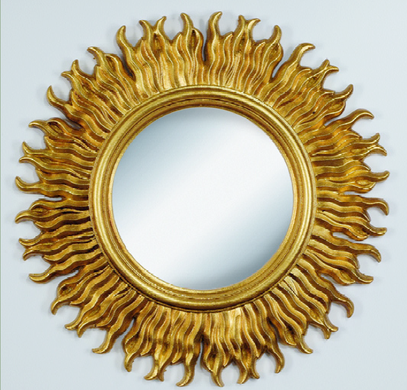 Made to order Florentine gold wood wall hanging mirror frame heart bow ribbon baroque Sun