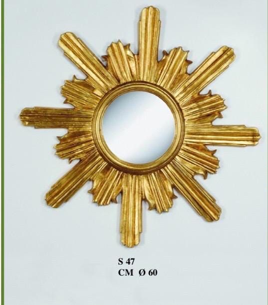 Made to order Florentine gold wood wall hanging mirror frame heart bow ribbon baroque Sun