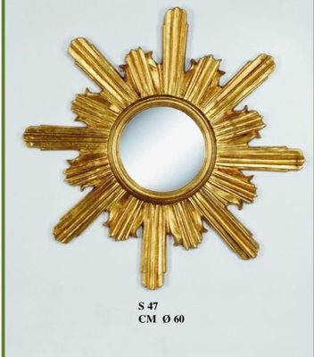 Made to order Florentine gold wood wall hanging mirror frame heart bow ribbon baroque Sun