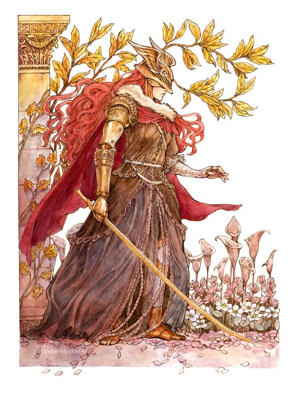 Commission Elden Ring fan art watercolor painting Liu Yu Art Original art work collection