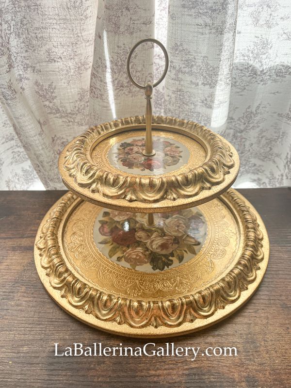 IN STOCK Florentine wooden fruit stand cake stand tray tabletop