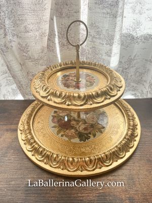 IN STOCK Florentine wooden fruit stand cake stand tray tabletop