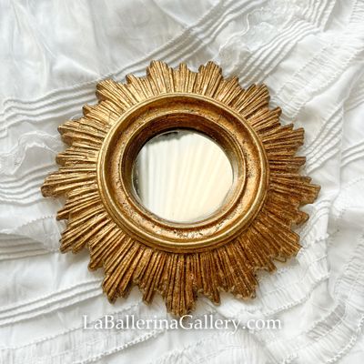 Made to order Florentine gold wood wall hanging mirror frame heart bow ribbon baroque Sun