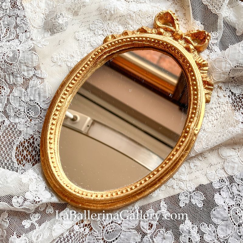 Special price mini mirror frame bow ribbon gold