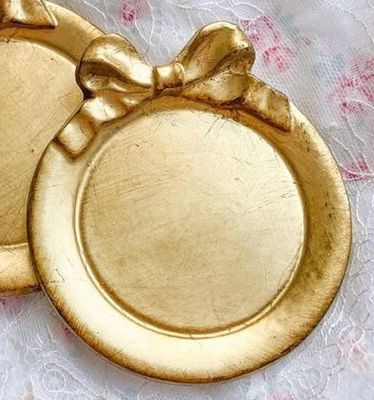 Florentine coaster round bouquet 10cm shabby white bow ribbon 2 pieces