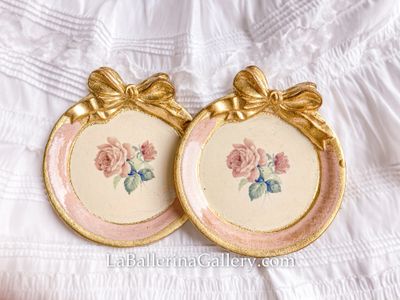 Made to order 12 pz Florentine coaster round bouquet 11cm shabby  bow ribbon