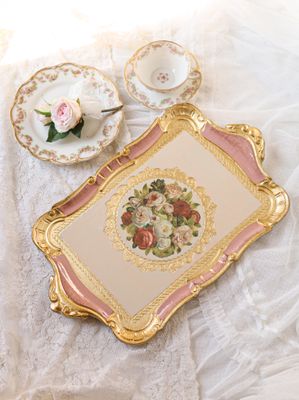 Made to order Florentine tray roses print vintage style