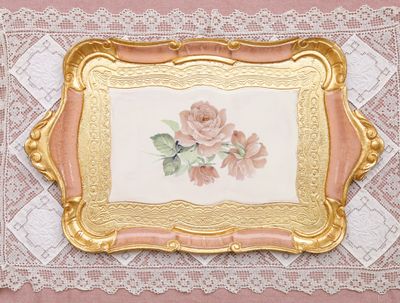 Made to order Florentine tray roses print vintage style