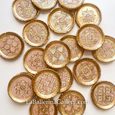 20 pieces Florentine coaster round 8.5cm pink
