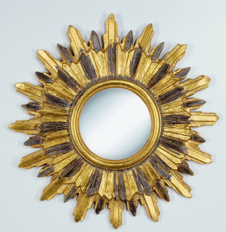 Made to order Florentine gold wood wall hanging mirror frame heart bow ribbon baroque Sun