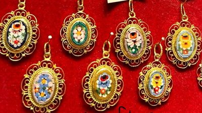 Florentine Micromosaic pendant filigree oval