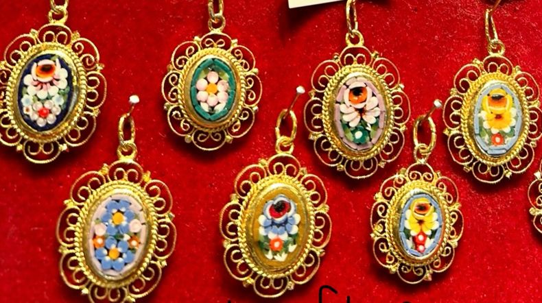 Florentine Micromosaic pendant filigree oval