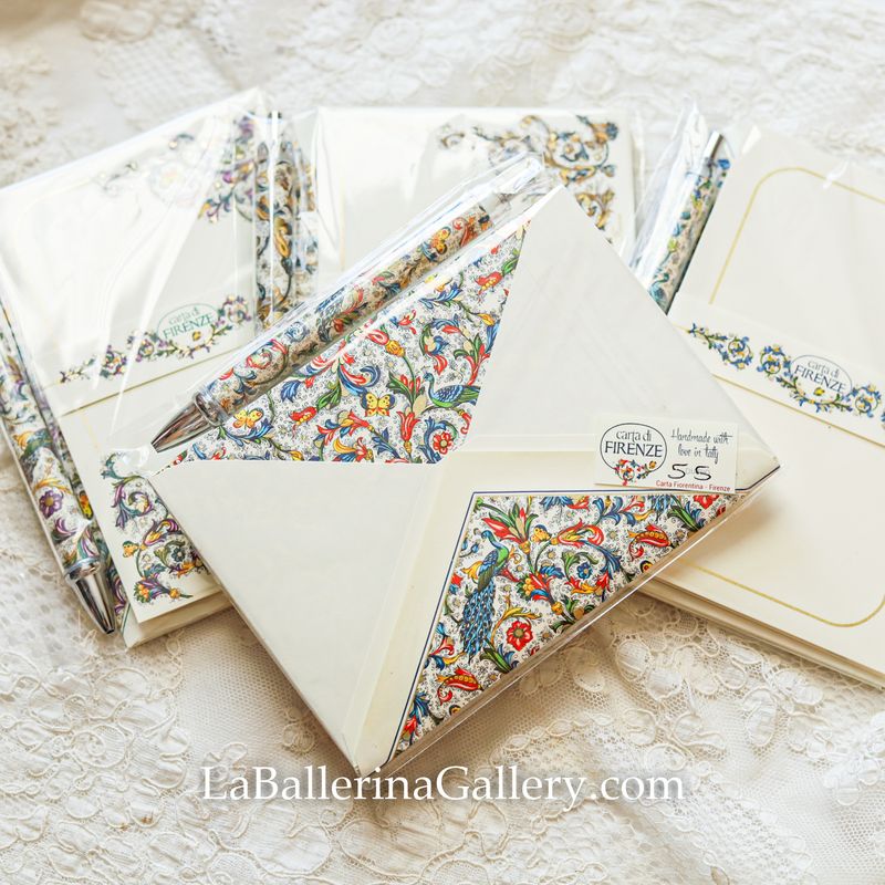 Italian letter paper sheets and envelopes 5 Florentine Florence Italy Luxury Stationery vintage hot stamping card gift pen