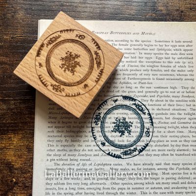 Plate Stamp Vintage Wooden Rubber Stamp Junk Journal Scrapbook Planner gift stationery