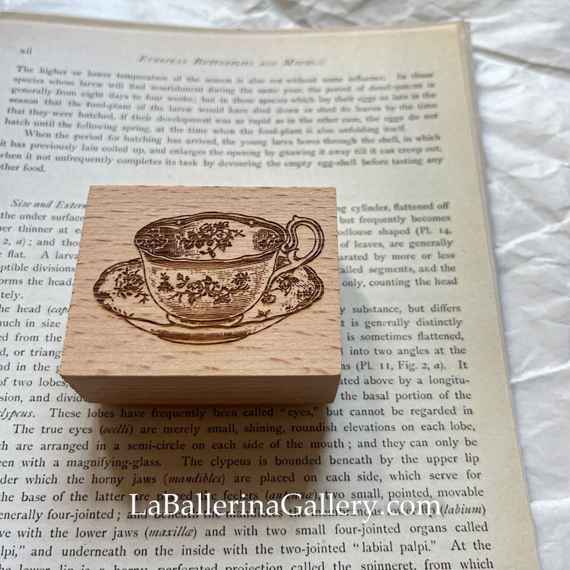 Tea cup Stamp Vintage Wooden Rubber Stamp Junk Journal Scrapbook Planner gift stationery