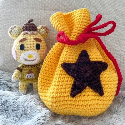 Marty ACNH Crochet Doll + FREE Crochet Bell Bag