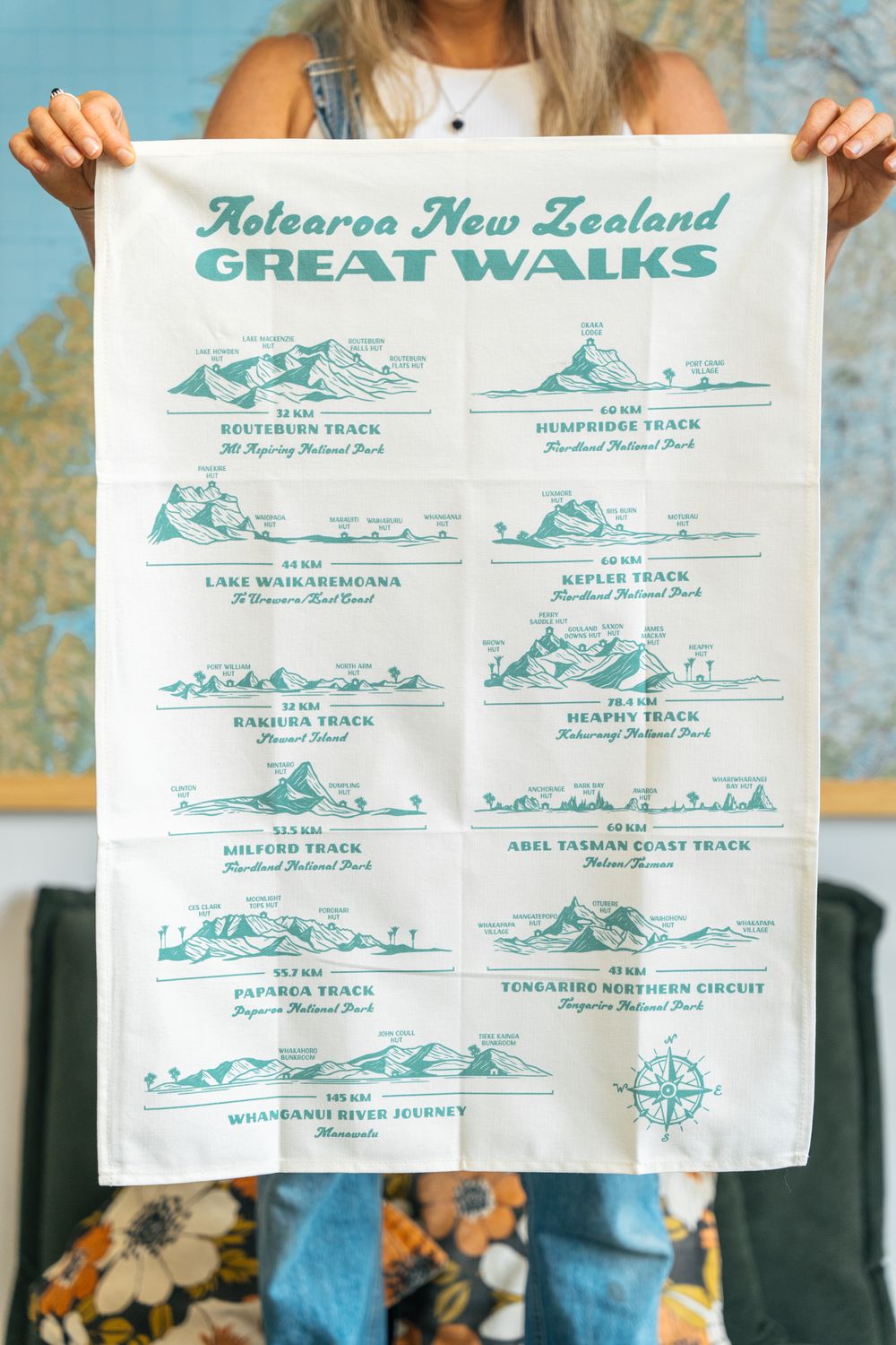 Great Walks tea towel