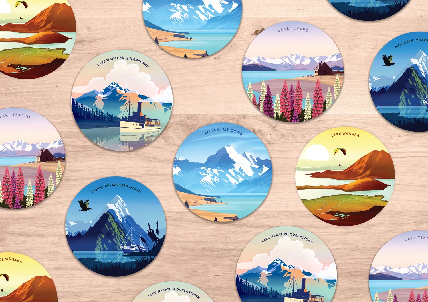 New Zealand Cork individual Coasters