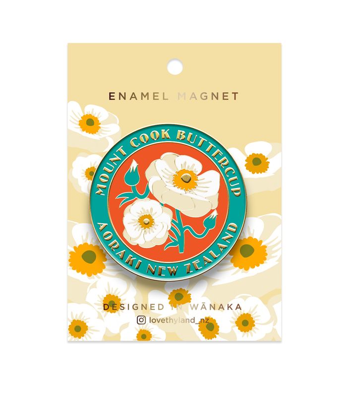Mount Cook Buttercup Enamel Magnet