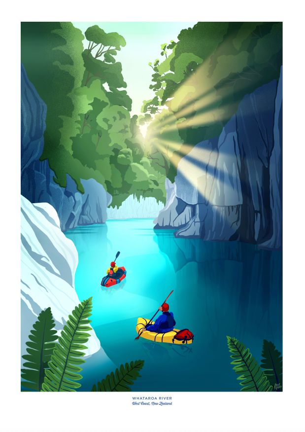 Whataroa River Travel Poster