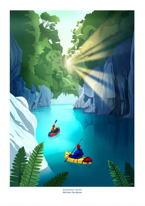 Whataroa River Travel Poster