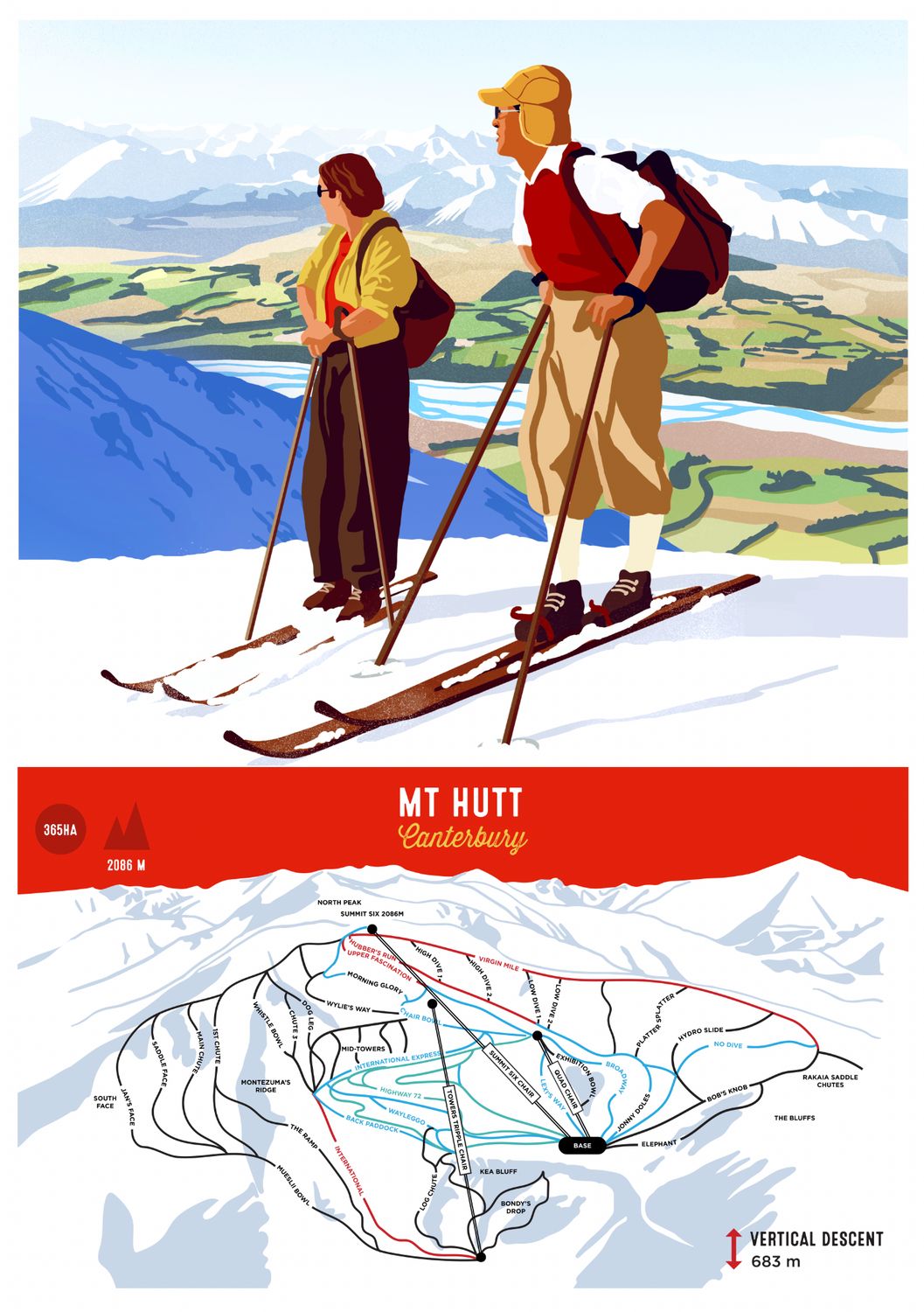 Mt Hutt Ski Map Print