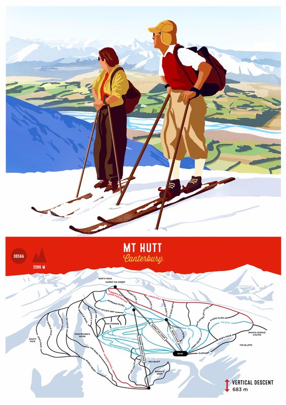 Mt Hutt Ski Map Print