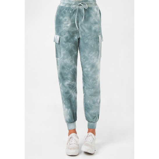 A tie dye cargo jogger pant 95% Cotton 5% Spandex