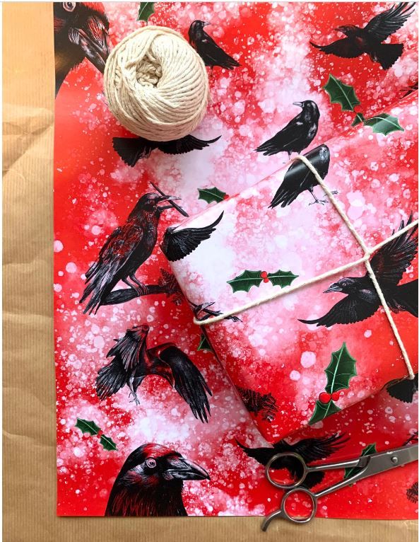Crow Christmas Wrapping Paper