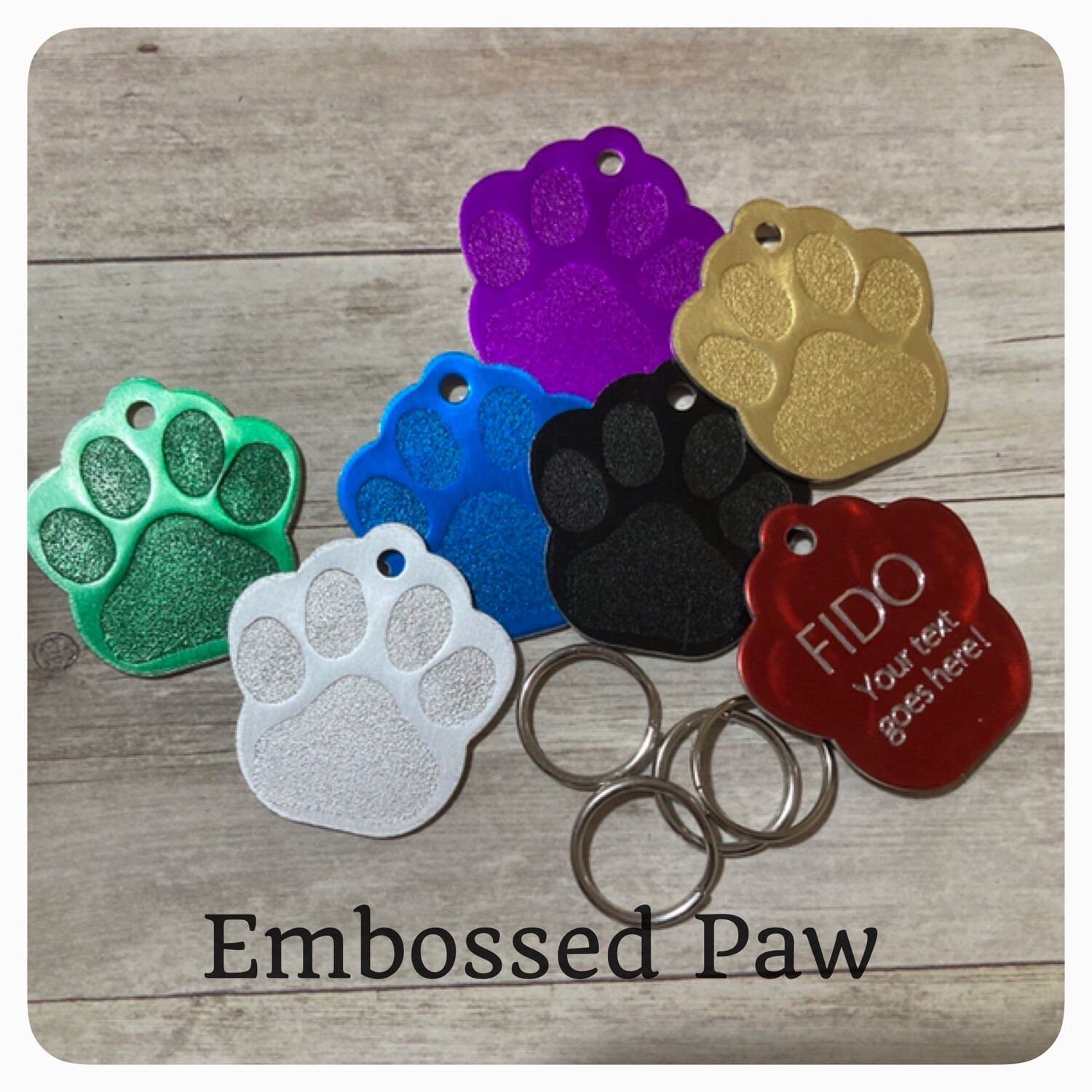 Embossed PAW shape Design 32mm Tag