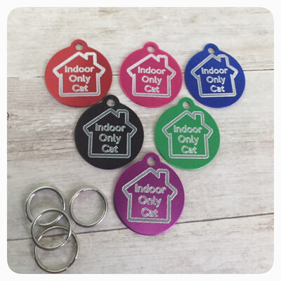 Indoor cat Small Circle - 23mm Small Tag - 5 COLOURS!