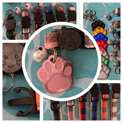 CAT Checked Collar/Paw Tag Combo
