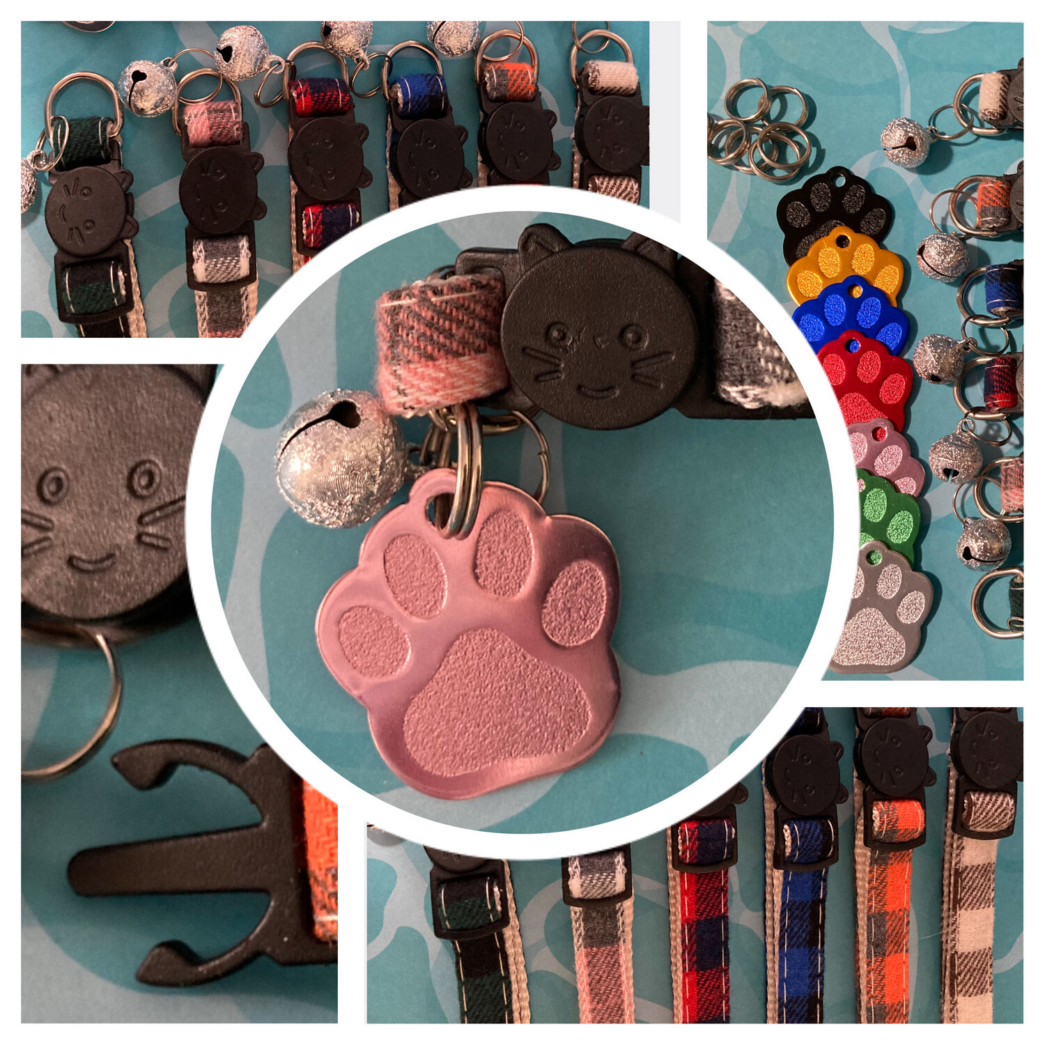CAT Checked Collar/Paw Tag Combo