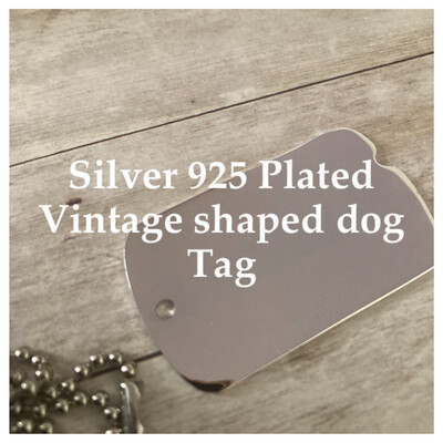 Silver Plated 925 Military Shaped Dog Tag