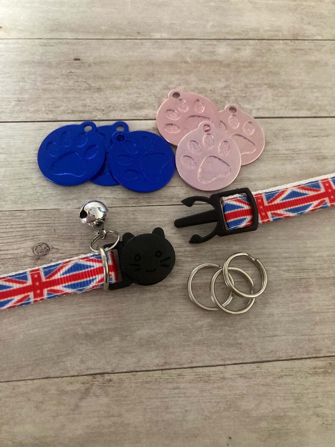 Union Jack Kitten/Cat Tag &amp; Collar Combo