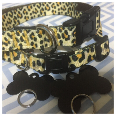 Medium - Large Dog Collar/Tag Combo Leopard Print 2 Sizes
