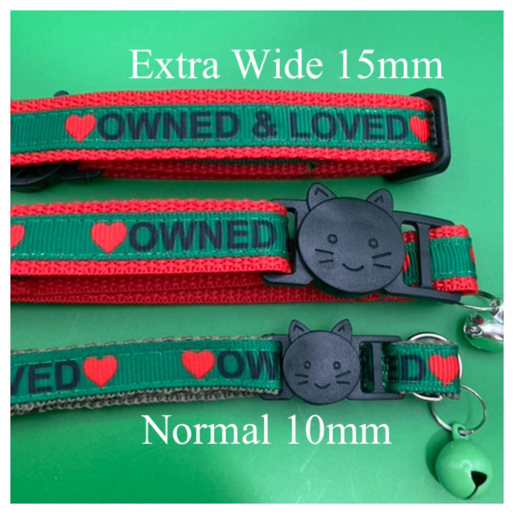 VALUE PACK OWNED &amp; LOVED - 3 Safety Collars &amp; 3 Cat tags