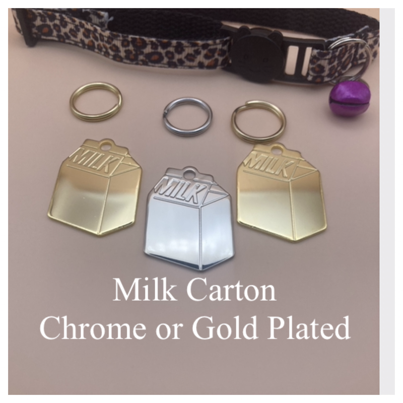 Milk Carton Shaped Cat ID Tag