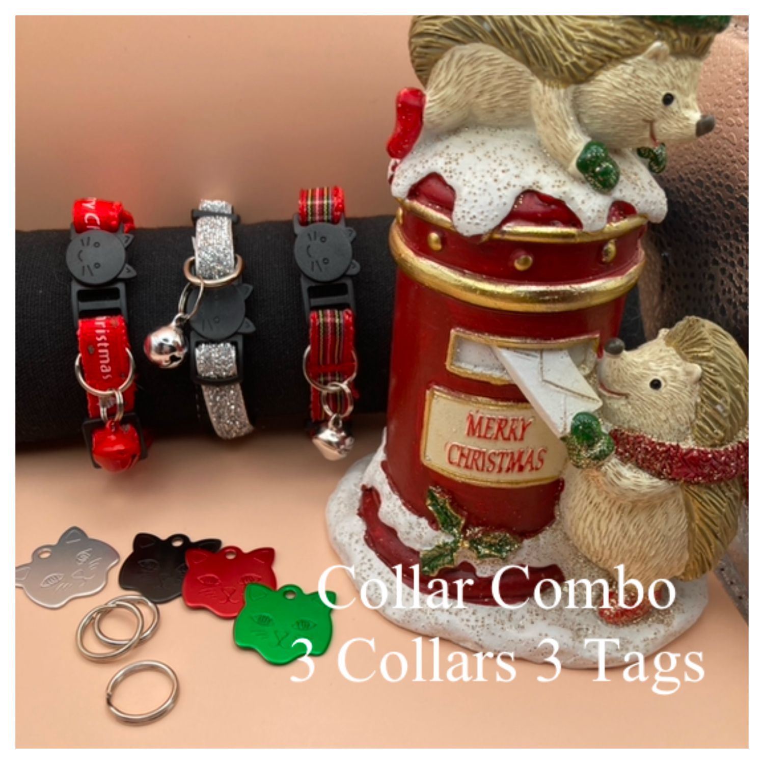 CHRISTMAS CAT Collars 3 PACK Festive Designs £11.99 - 3 Safety Collars & 3 Cat tags CHRISTMAS CAT Collars 3 PACK Festive Designs £11.99 - 3 Safety Collars & 3 Cat tags