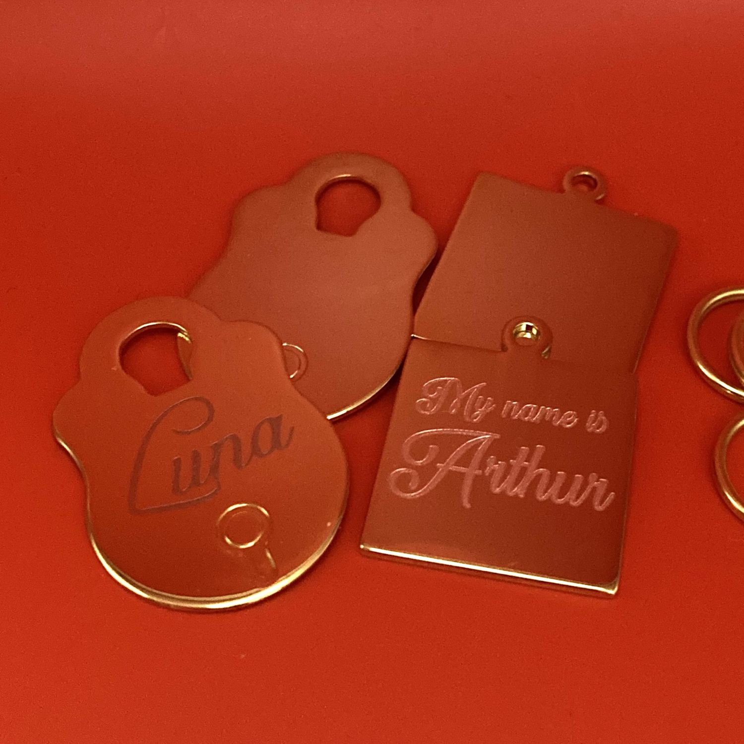 Gold Plated Mirror Finish Padlock &amp; Square Shaped Tags