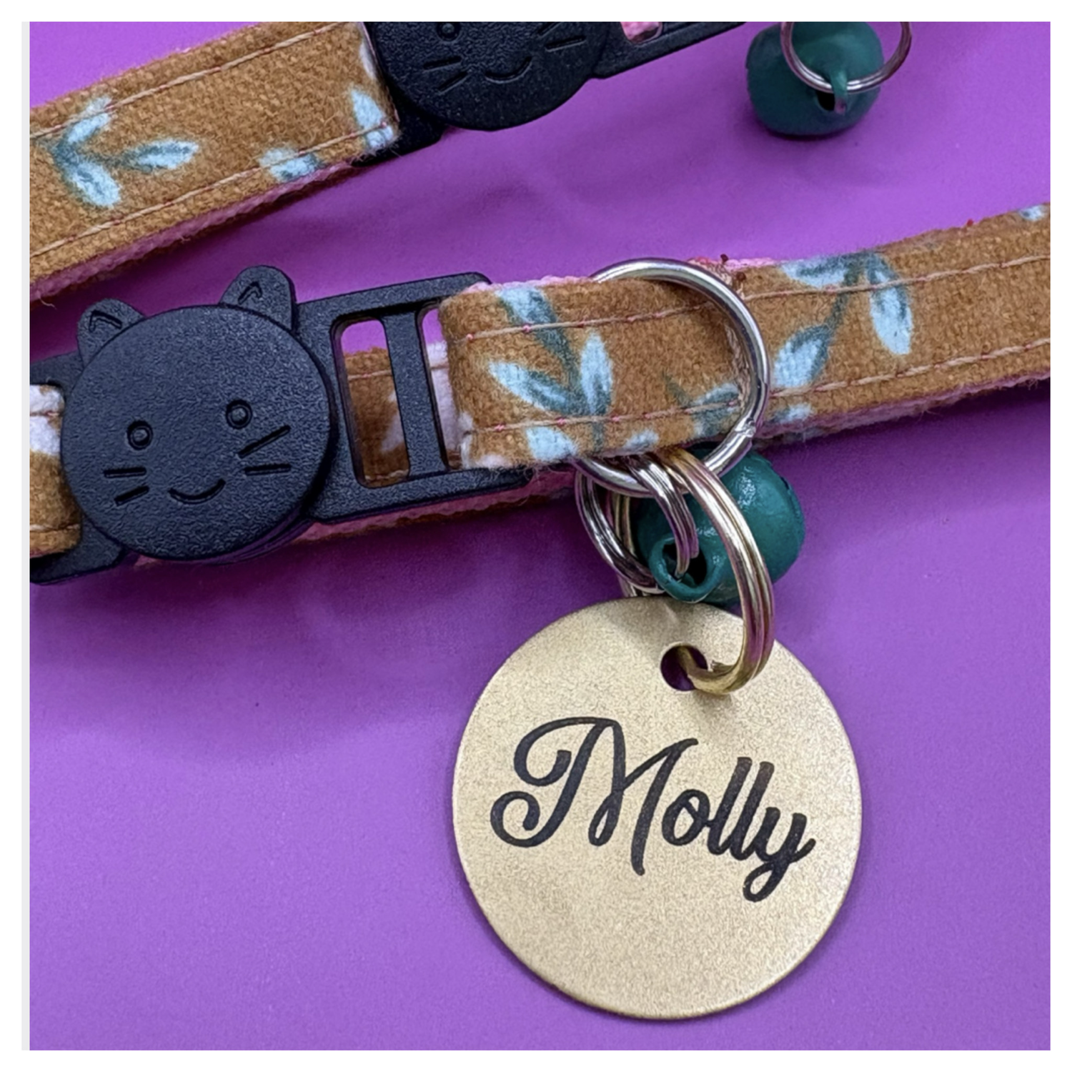 Deluxe Cat Brass Tag &amp; Collar Combo