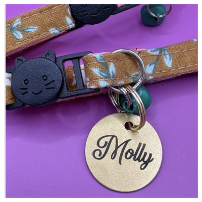 Deluxe Cat Brass Tag &amp; Collar Combo