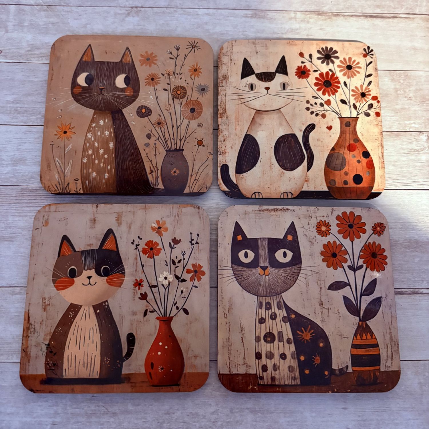Set of 4 Cat Coasters